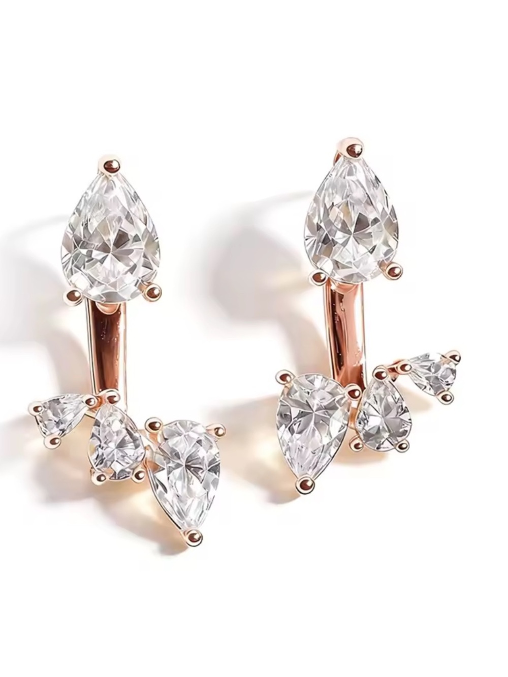 Macy's Rose Gold Pear & Teardrop Cubic Zirconia Ear Climbers